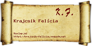 Krajcsik Felícia névjegykártya